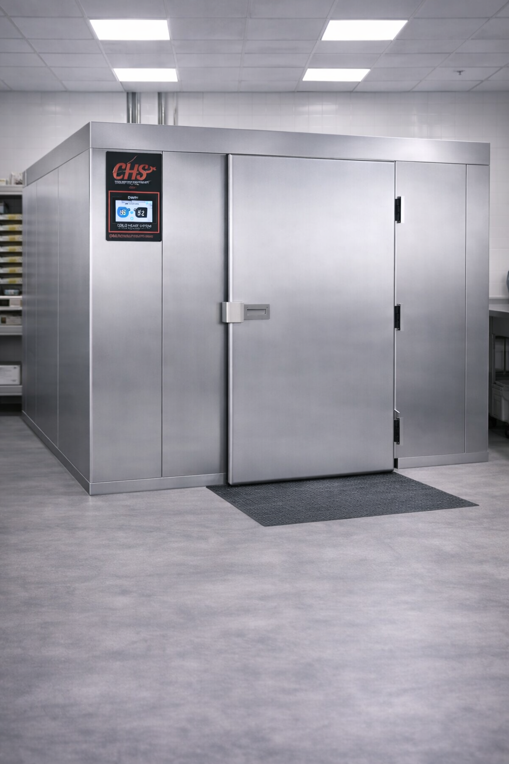 Cella frigorifera professionale CHS con controllore elettronico touch Cold Heart System in laboratorio alimentare moderno