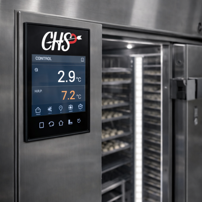 Controllore elettronico touch CHS su cella frigorifera professionale